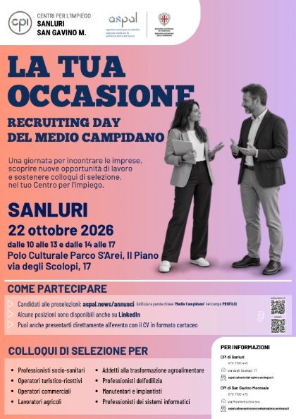 La tua occasione. Recruiting Day del Medio Campidano