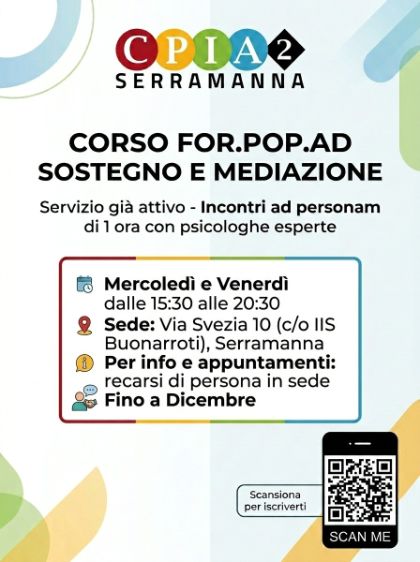 Sostegno e mediazione For.Pop.Ad 2026