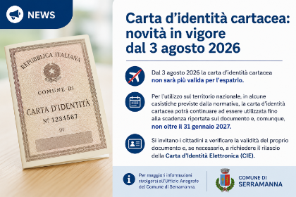 Carta d'identità cartacea: novità in vigore dal 3 agosto 2026