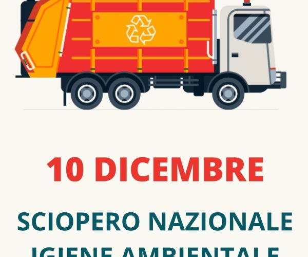 Sciopero comparto igiene ambientale, avviso per possibili disagi nei servizi