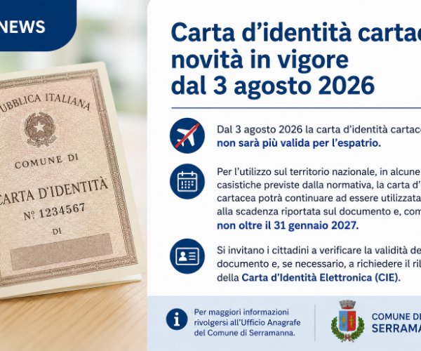 Carta d'identità cartacea: novità in vigore dal 3 agosto 2026
